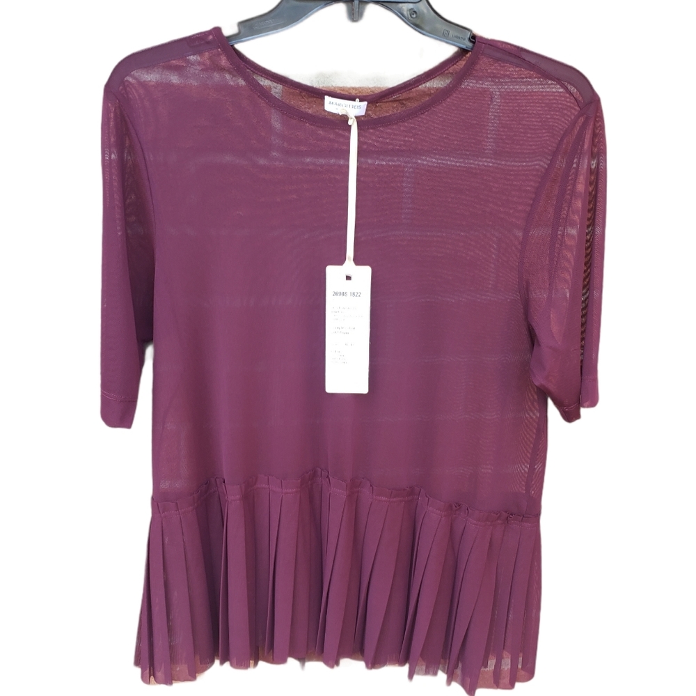 Margittes sheer pleated blouse NWT